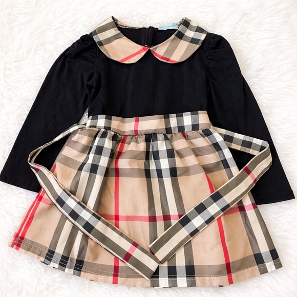 Bear Leader Other - Bear Leader Girls Checkered Dress Size 120 (4T) Peter Pan Collar Long Sleeve